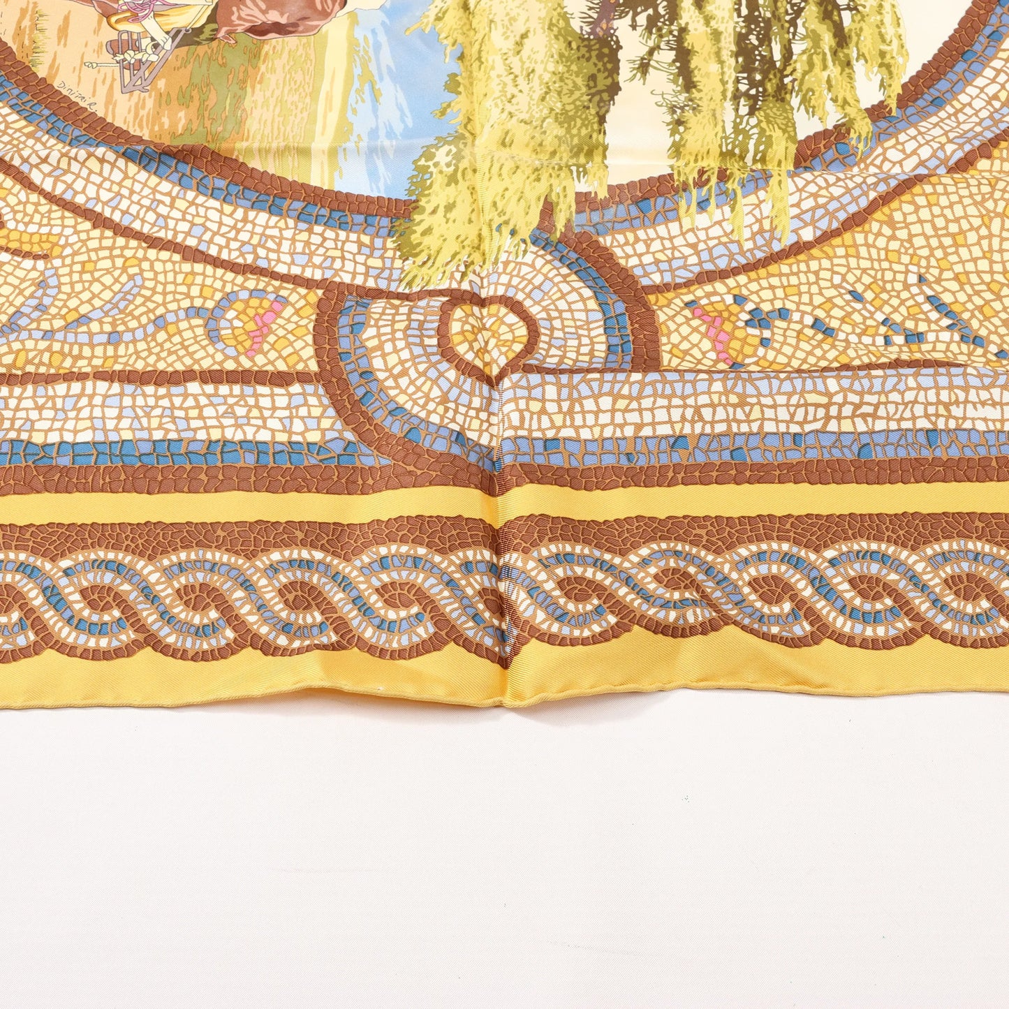 Hermès Carré 90 "SOUS LE CEDRE" Silk handkerchief in Brown