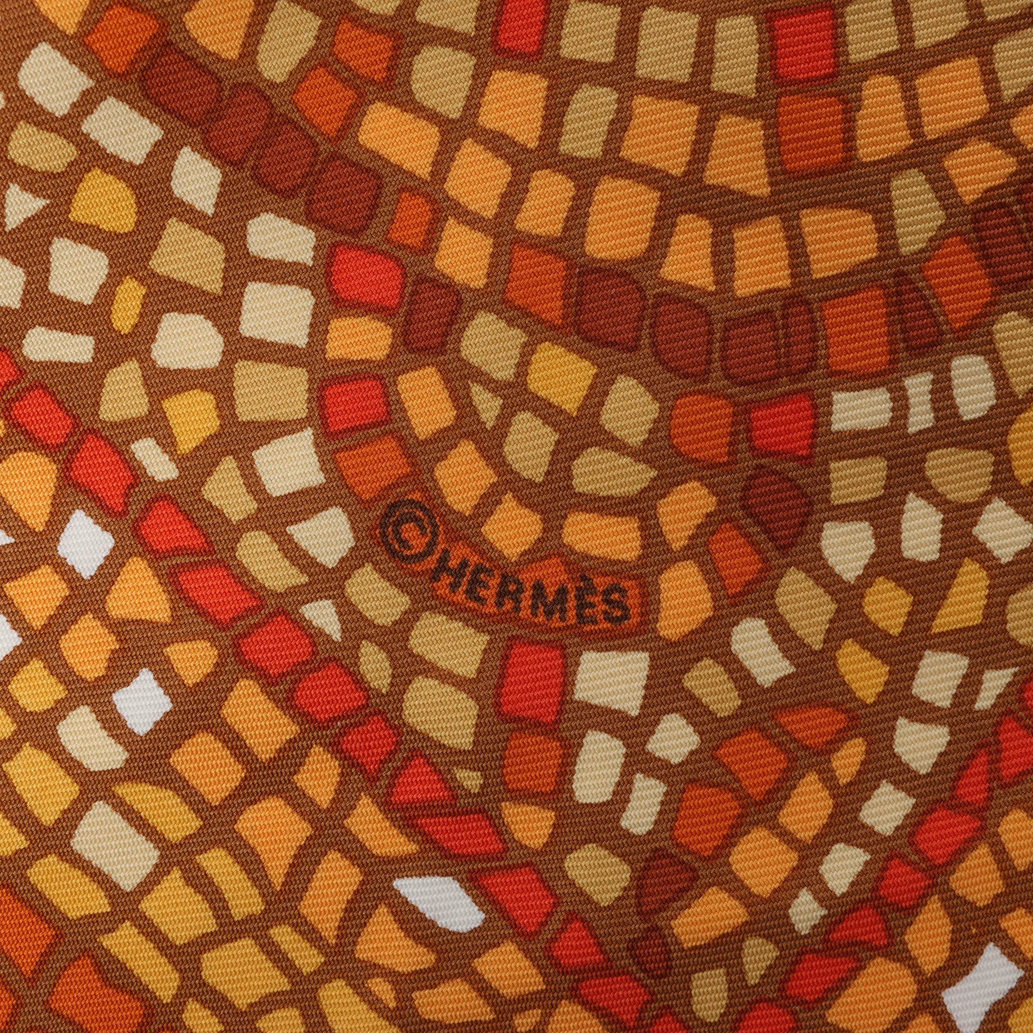 Hermès Carré 90 "SOUS LE CEDRE" Silk handkerchief in Brown