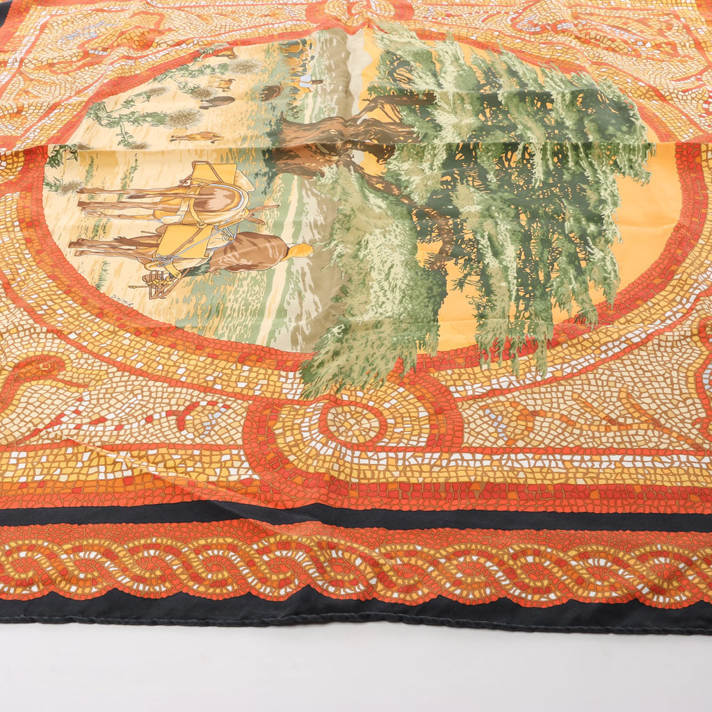 Hermès Carré 90 "SOUS LE CEDRE" Silk handkerchief in Brown