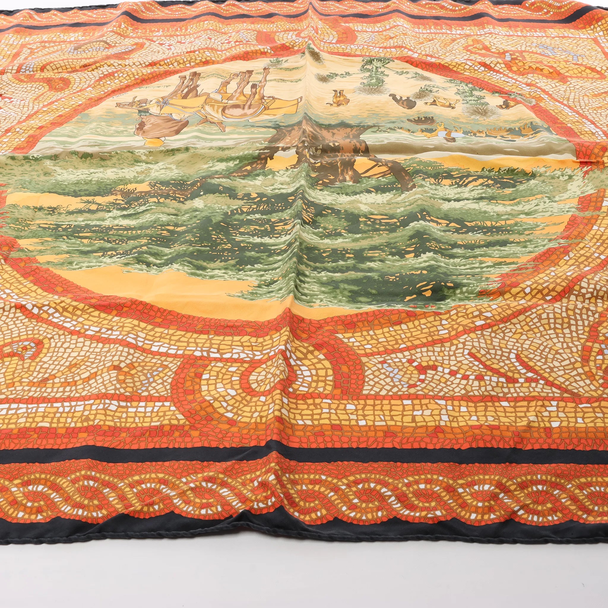 Hermès Carré 90 "SOUS LE CEDRE" Silk handkerchief in Brown