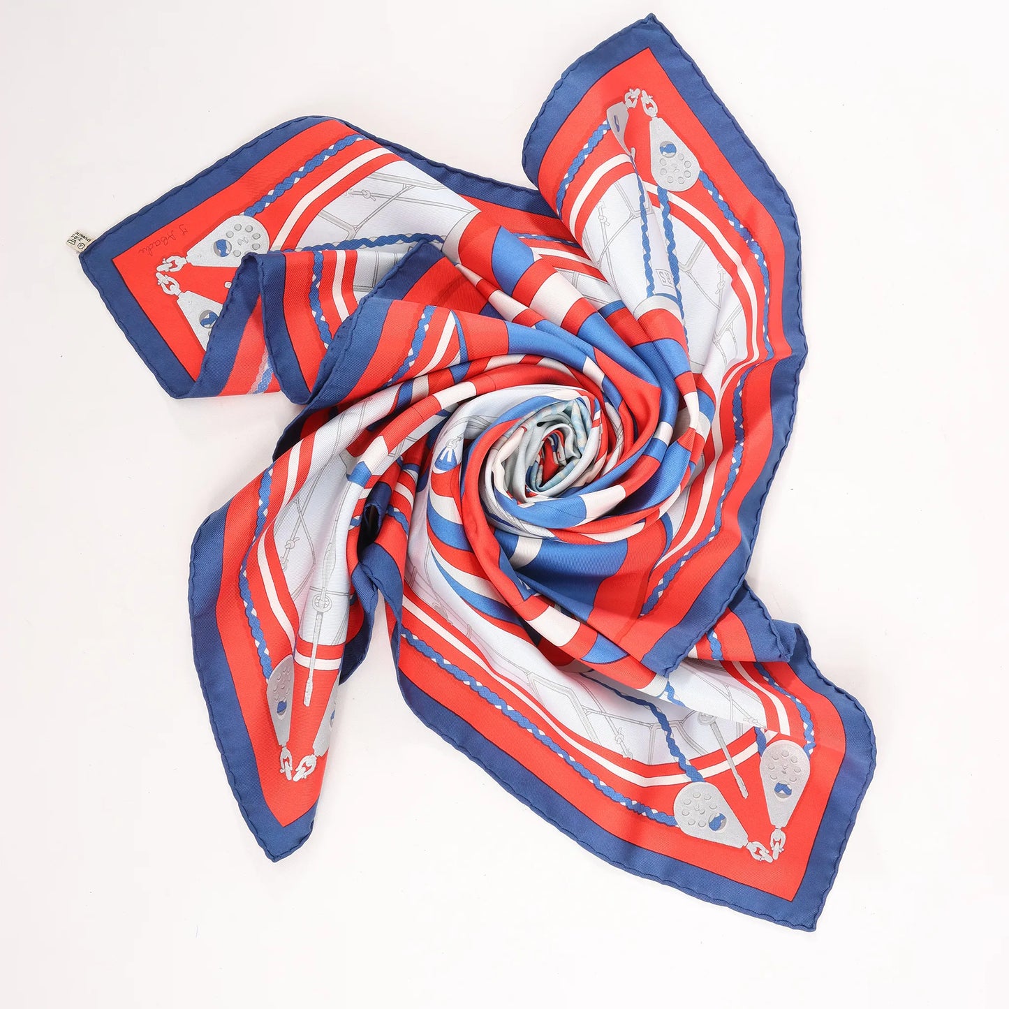 Hermès Carré 90 "SPINNAKERS" Silk handkerchief in Red x Blue