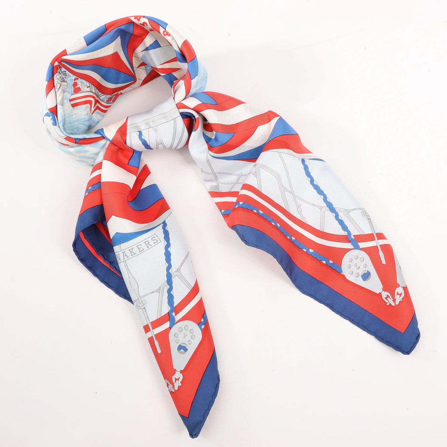Hermès Carré 90 "SPINNAKERS" Silk handkerchief in Red x Blue