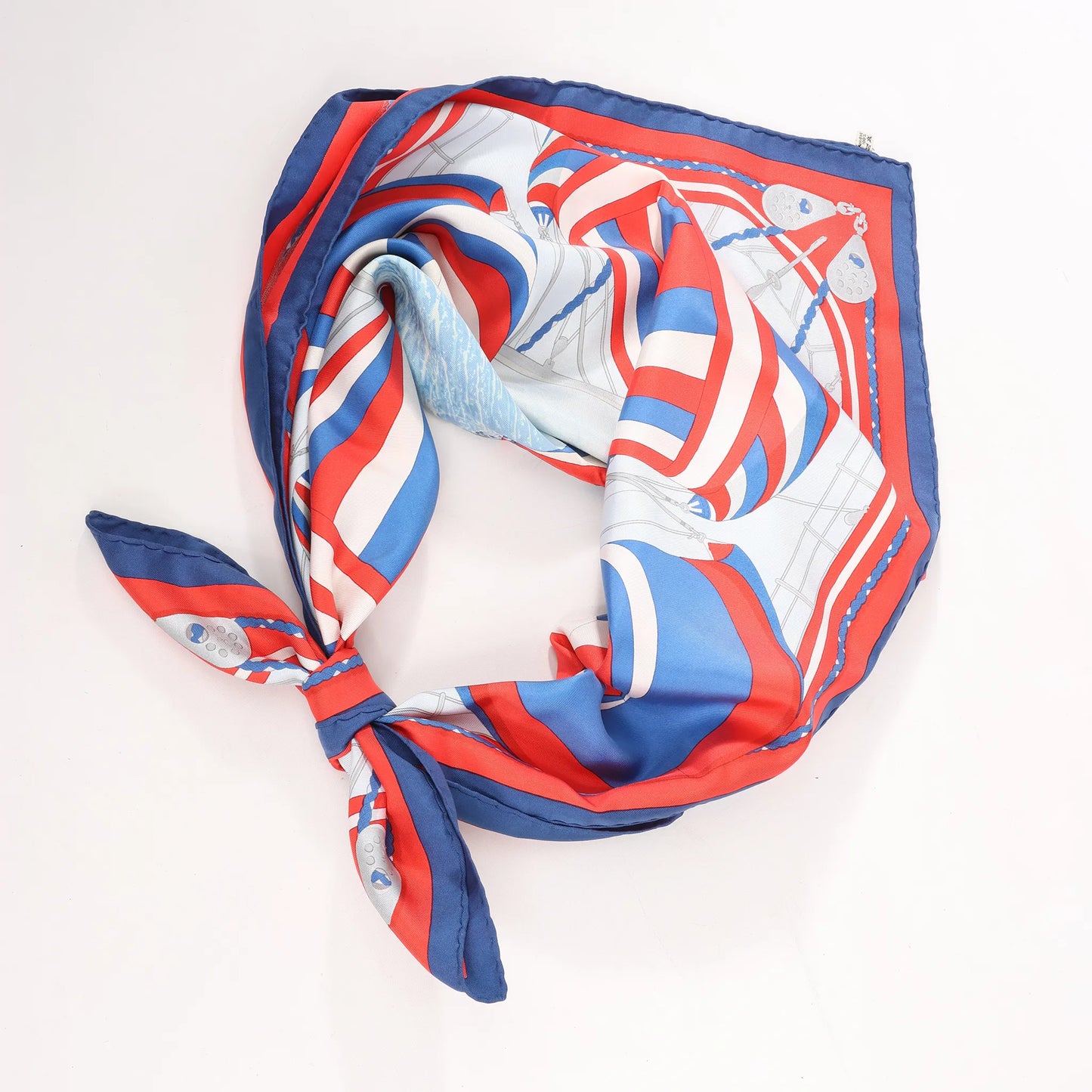 Hermès Carré 90 "SPINNAKERS" Silk handkerchief in Red x Blue