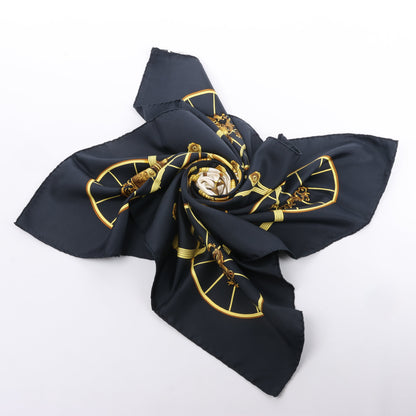 Carré Hermès Carré 90 « PRINTEMPS » 100 % soie noir