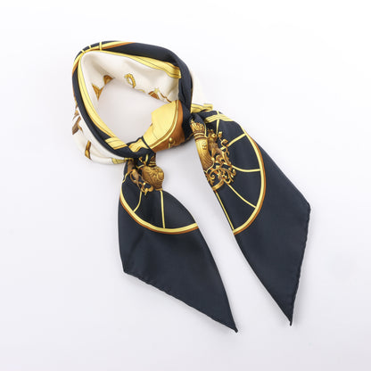 Carré Hermès Carré 90 « PRINTEMPS » 100 % soie noir
