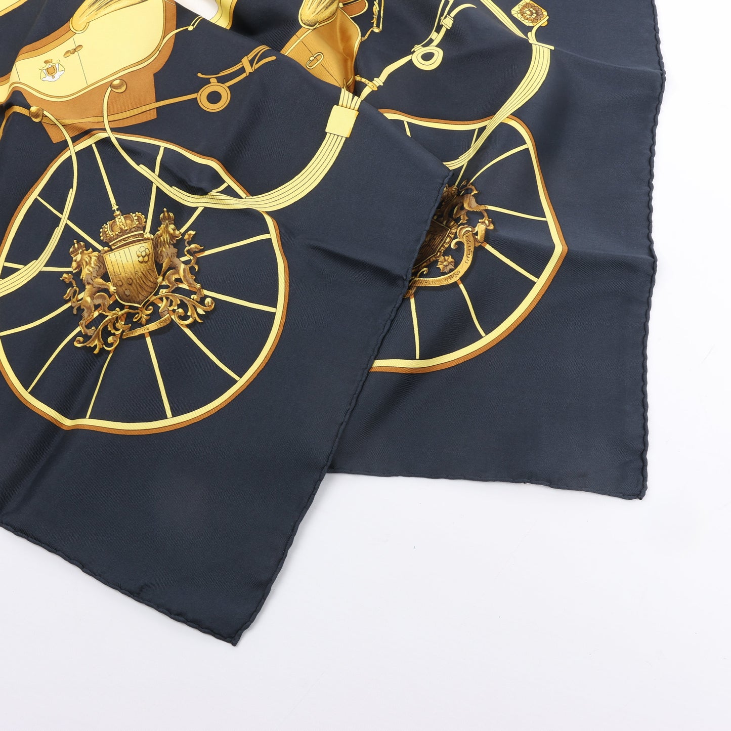 Carré Hermès Carré 90 « PRINTEMPS » 100 % soie noir