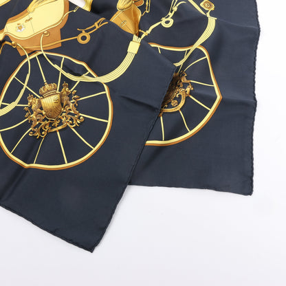 Carré Hermès Carré 90 « PRINTEMPS » 100 % soie noir