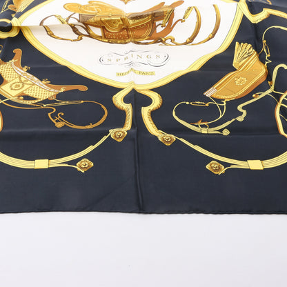 Carré Hermès Carré 90 « PRINTEMPS » 100 % soie noir