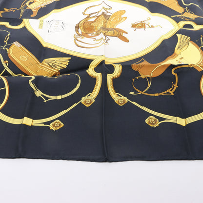 Carré Hermès Carré 90 « PRINTEMPS » 100 % soie noir