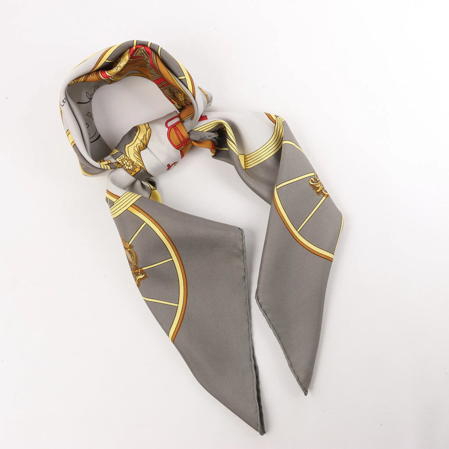 Hermès Carré 90 "SPRINGS" Silk handkerchief in Gray