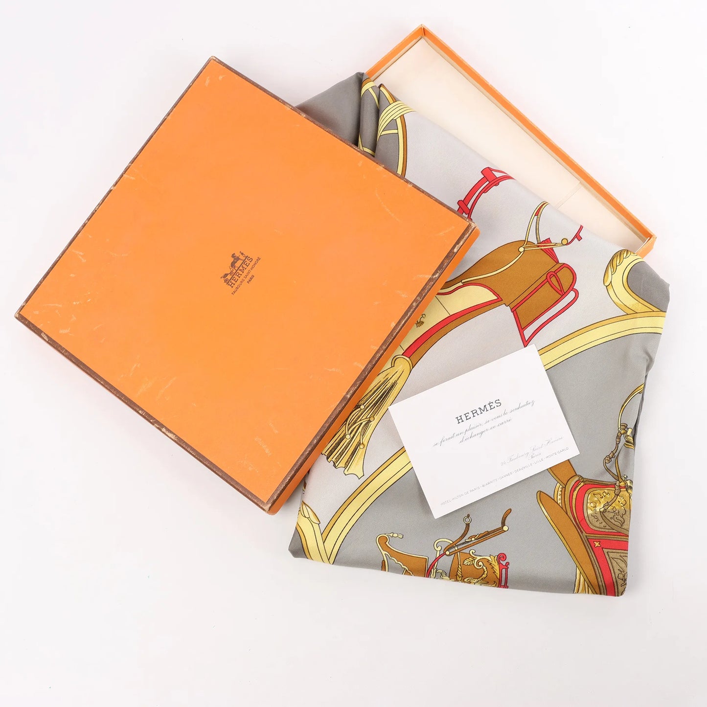 Hermès Carré 90 "SPRINGS" Silk handkerchief in Gray