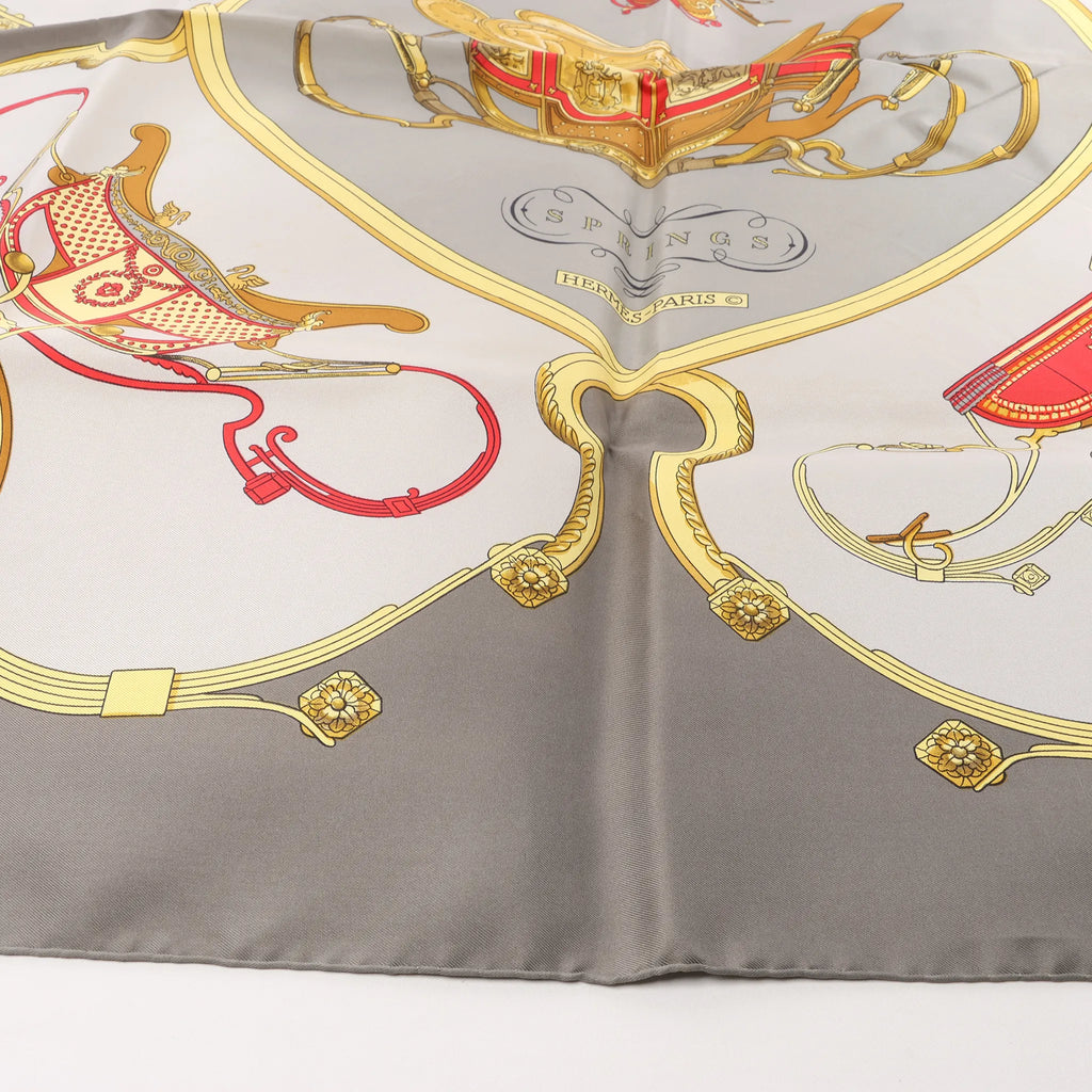 Hermès Carré 90 "SPRINGS" Silk handkerchief in Gray