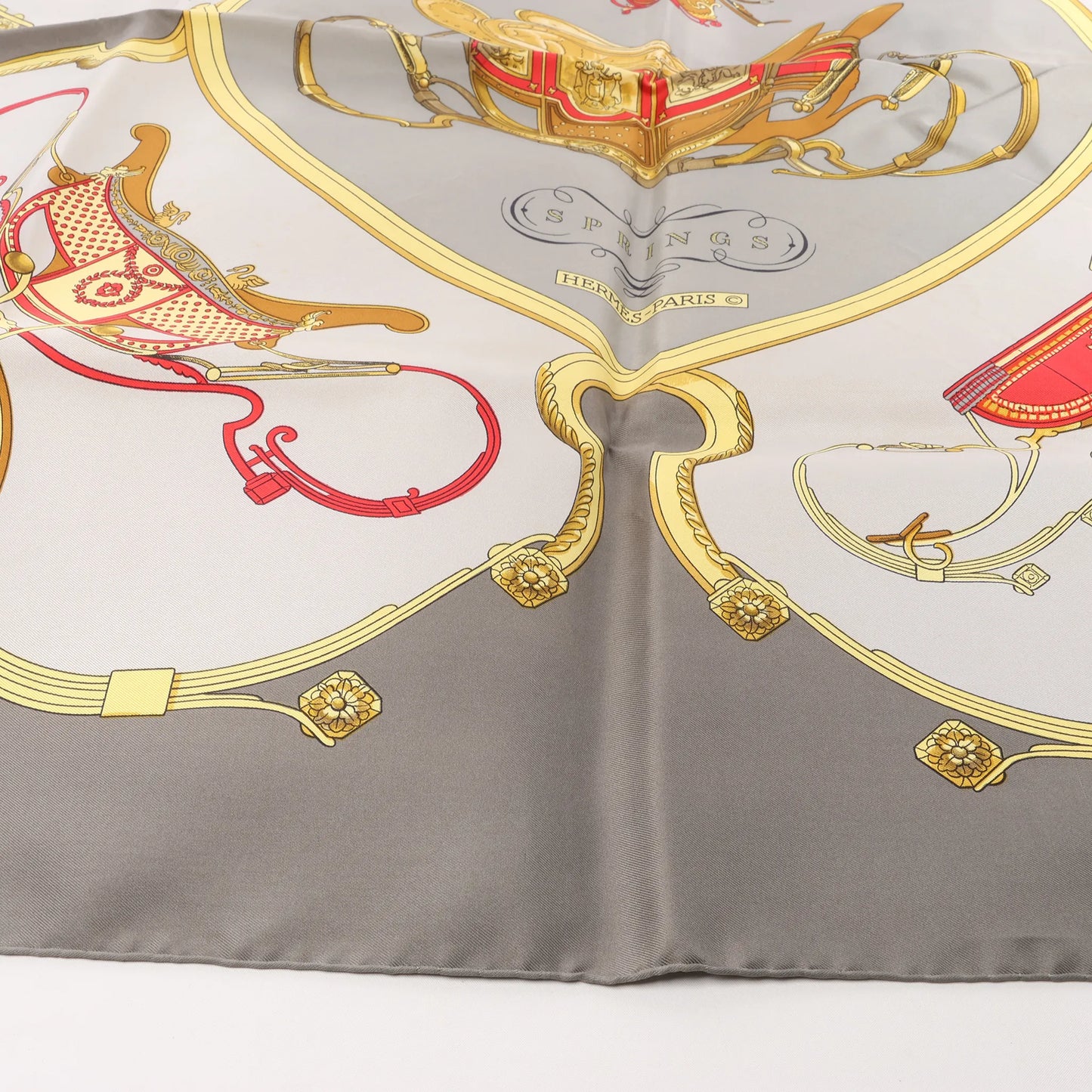 Hermès Carré 90 "SPRINGS" Silk handkerchief in Gray