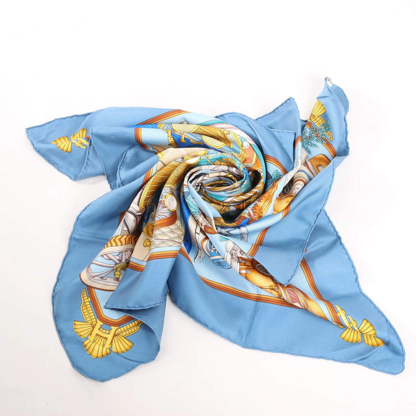 Hermès Carré 90 "ST.CHRISTOPHE ET L'ENFANT" Mouchoir en soie en Bleu