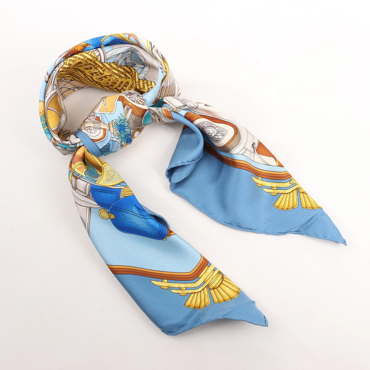 Hermès Carré 90 "ST.CHRISTOPHE ET L'ENFANT" Mouchoir en soie en Bleu