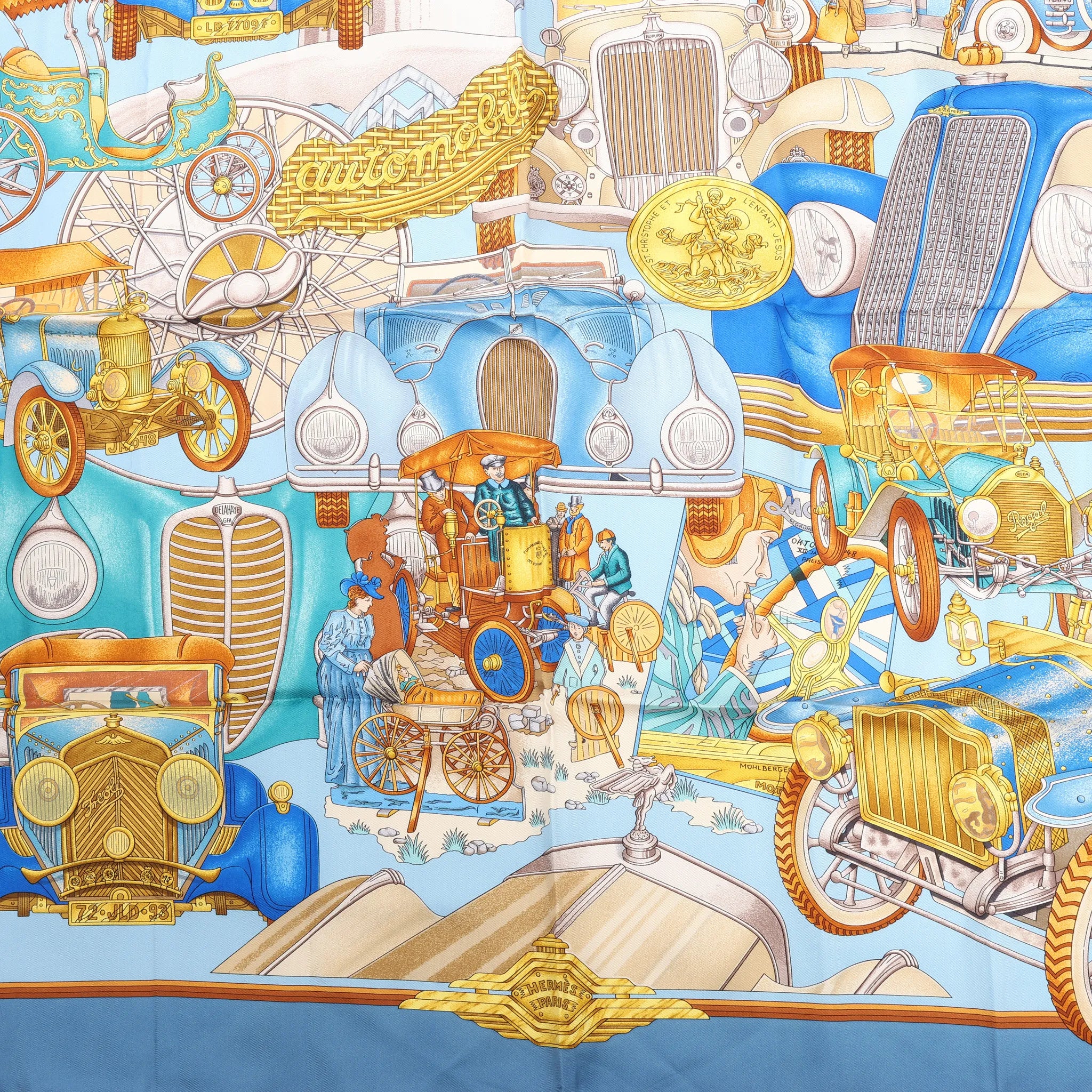 Hermès Carré 90 "ST.CHRISTOPHE ET L’ENFANT" Silk handkerchief in Blue