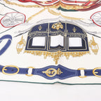 Hermès Carré 90 "STATELY WHEELS" Silk handkerchief in Ecru x Blue
