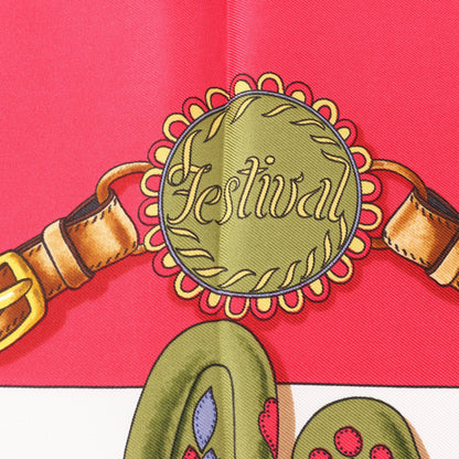 Hermès Carré 90 "Festival des Amazones" Silk handkerchief in Red