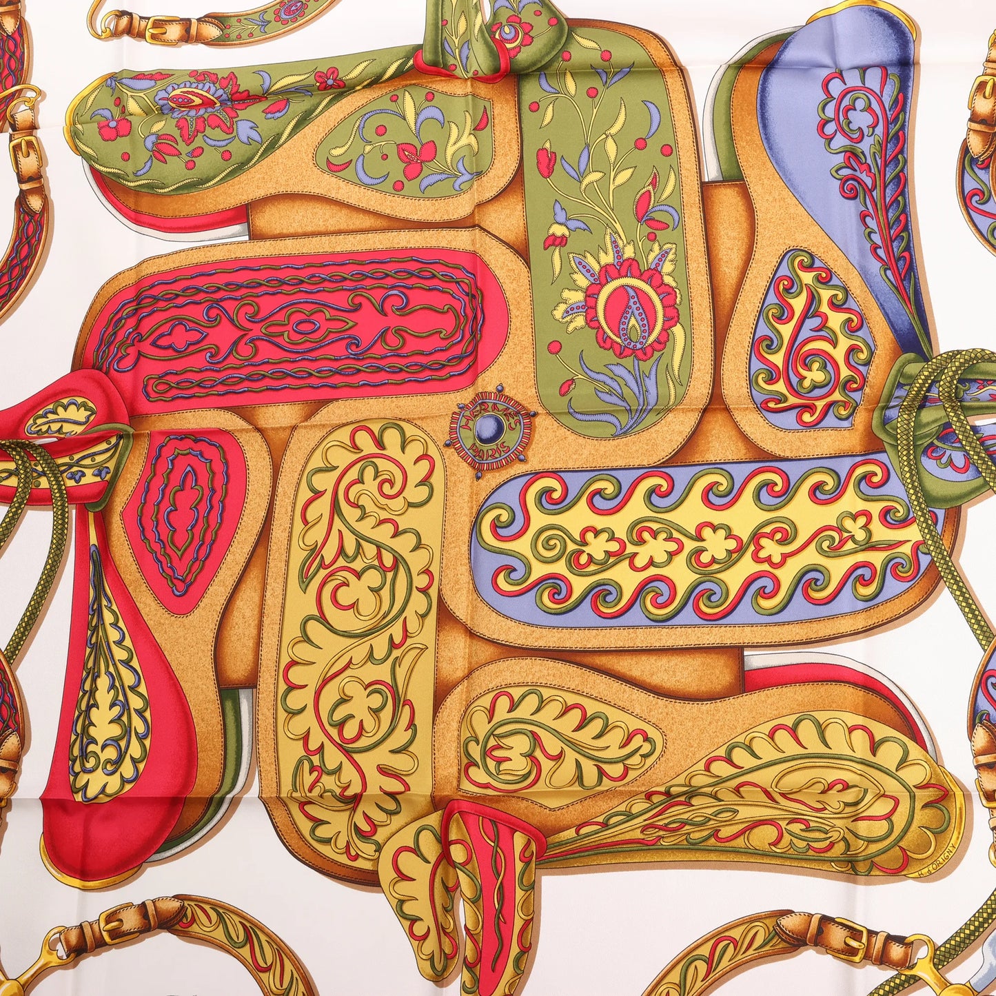 Hermès Carré 90 "Festival des Amazones" Silk handkerchief in Red