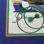 Hermès Carré 90 "LES VOITURES A TRANSFORMATION" Silk handkerchief in Blue