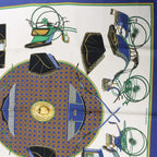 Hermès Carré 90 "LES VOITURES A TRANSFORMATION" Silk handkerchief in Blue