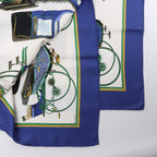 Hermès Carré 90 "LES VOITURES A TRANSFORMATION" Silk handkerchief in Blue