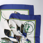 Hermès Carré 90 "LES VOITURES A TRANSFORMATION" Silk handkerchief in Blue