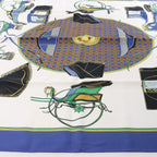 Hermès Carré 90 "LES VOITURES A TRANSFORMATION" Silk handkerchief in Blue