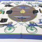Hermès Carré 90 "LES VOITURES A TRANSFORMATION" Silk handkerchief in Blue