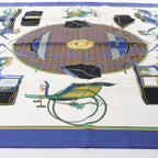 Hermès Carré 90 "LES VOITURES A TRANSFORMATION" Silk handkerchief in Blue