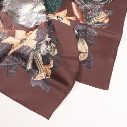 Hermès Carré 90 "CITROUILLES&COLOQU INTES" Silk handkerchief in Brown