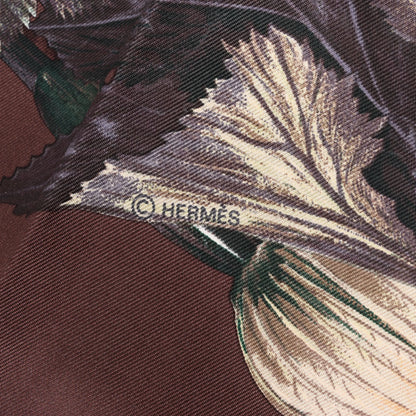Hermès Carré 90 "CITROUILLES&COLOQU INTES" Silk handkerchief in Brown