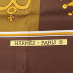 Hermès Carré 90 "ÉCHIQUIER" Silk handkerchief in Brown