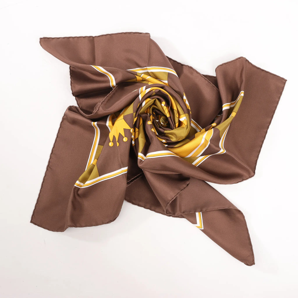 Hermès Carré 90 "ÉCHIQUIER" Silk handkerchief in Brown