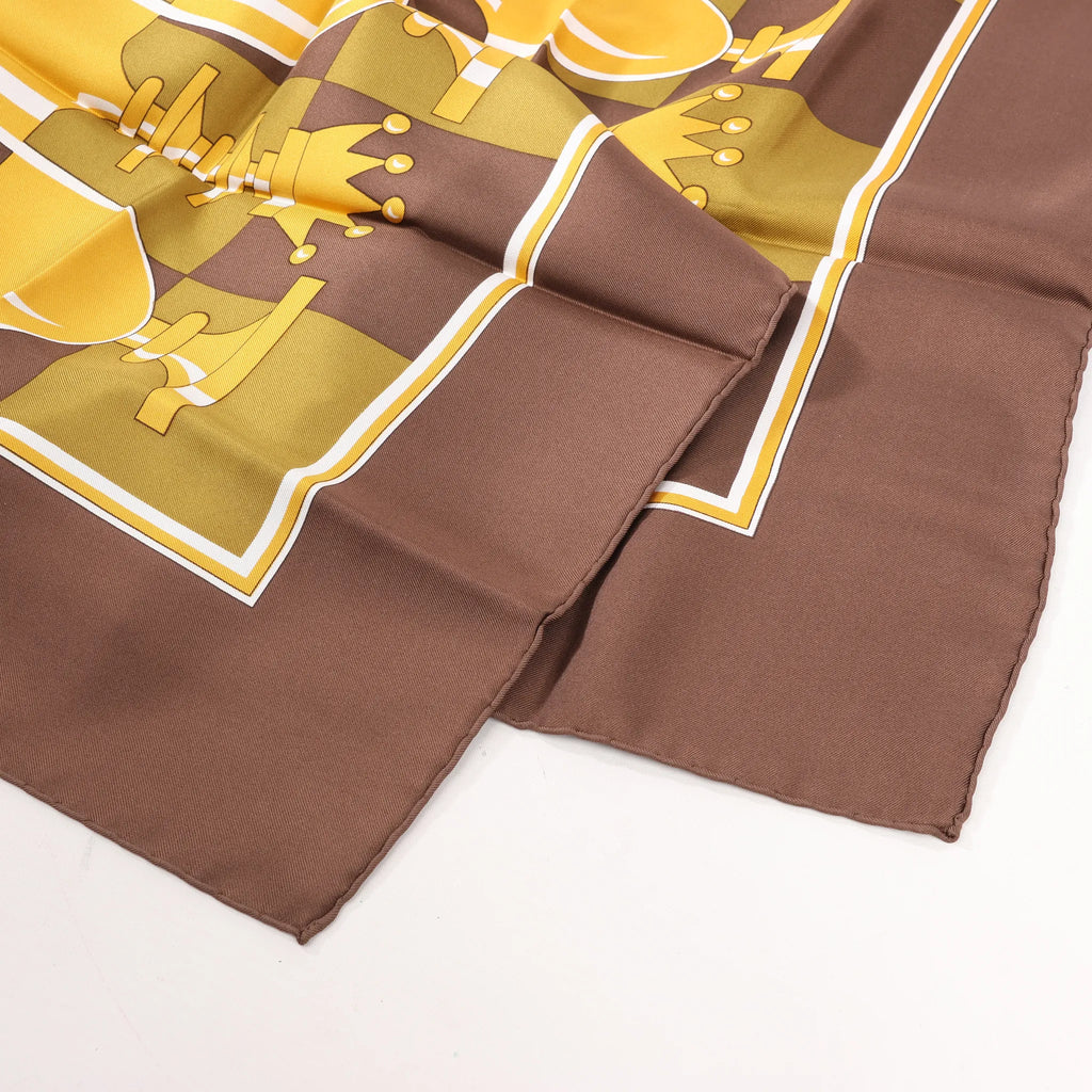 Hermès Carré 90 "ÉCHIQUIER" Silk handkerchief in Brown