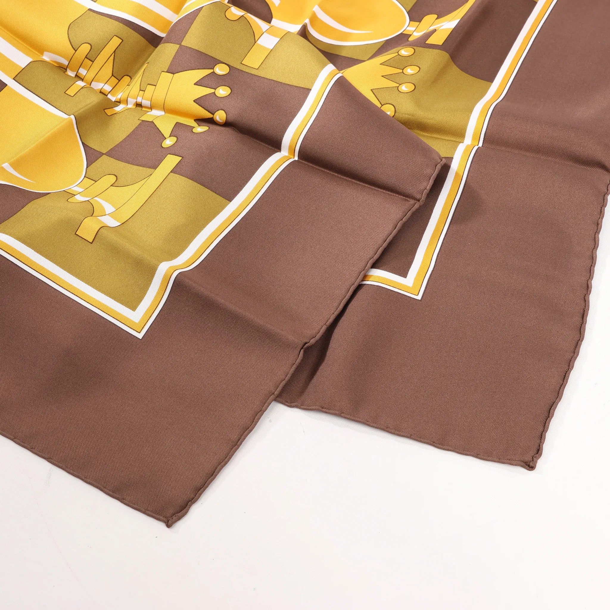 Hermès Carré 90 "ÉCHIQUIER" Silk handkerchief in Brown