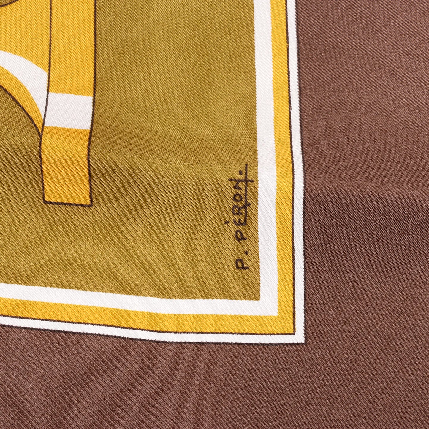 Hermès Carré 90 "ÉCHIQUIER" Mouchoir en soie marron