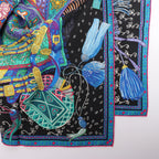 Hermès Carré 90 "CAVALIERS DU CAUCAS" Silk handkerchief in Blue