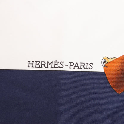 Hermès Carré 90 "Chasse a Vol falconry" Silk handkerchief in Navy Blue