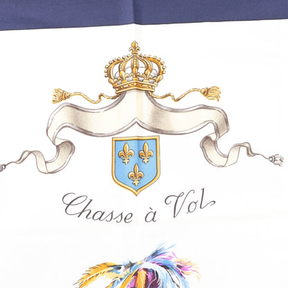Hermès Carré 90 "Chasse a Vol falconry" Silk handkerchief in Navy Blue
