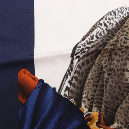 Hermès Carré 90 "Chasse a Vol falconry" Silk handkerchief in Navy Blue