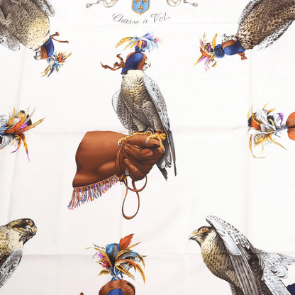 Hermès Carré 90 "Chasse a Vol falconry" Silk handkerchief in Navy Blue