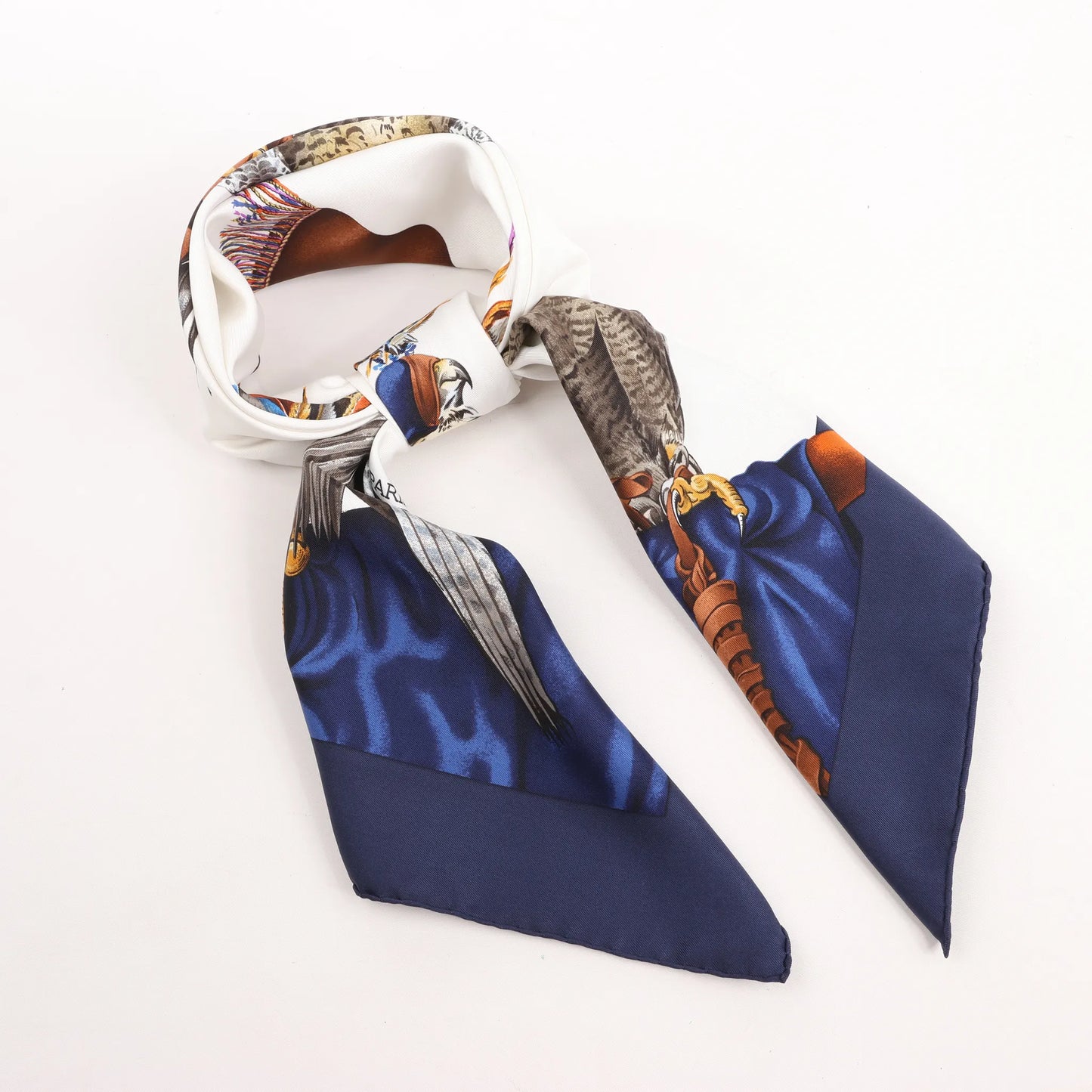 Hermès Carré 90 "Chasse a Vol falconry" Silk handkerchief in Navy Blue