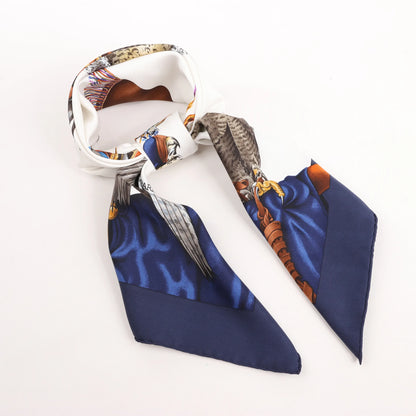 Hermès Carré 90 "Chasse a Vol falconry" Silk handkerchief in Navy Blue