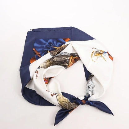 Hermès Carré 90 "Chasse a Vol falconry" Silk handkerchief in Navy Blue