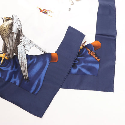 Hermès Carré 90 "Chasse a Vol falconry" Silk handkerchief in Navy Blue