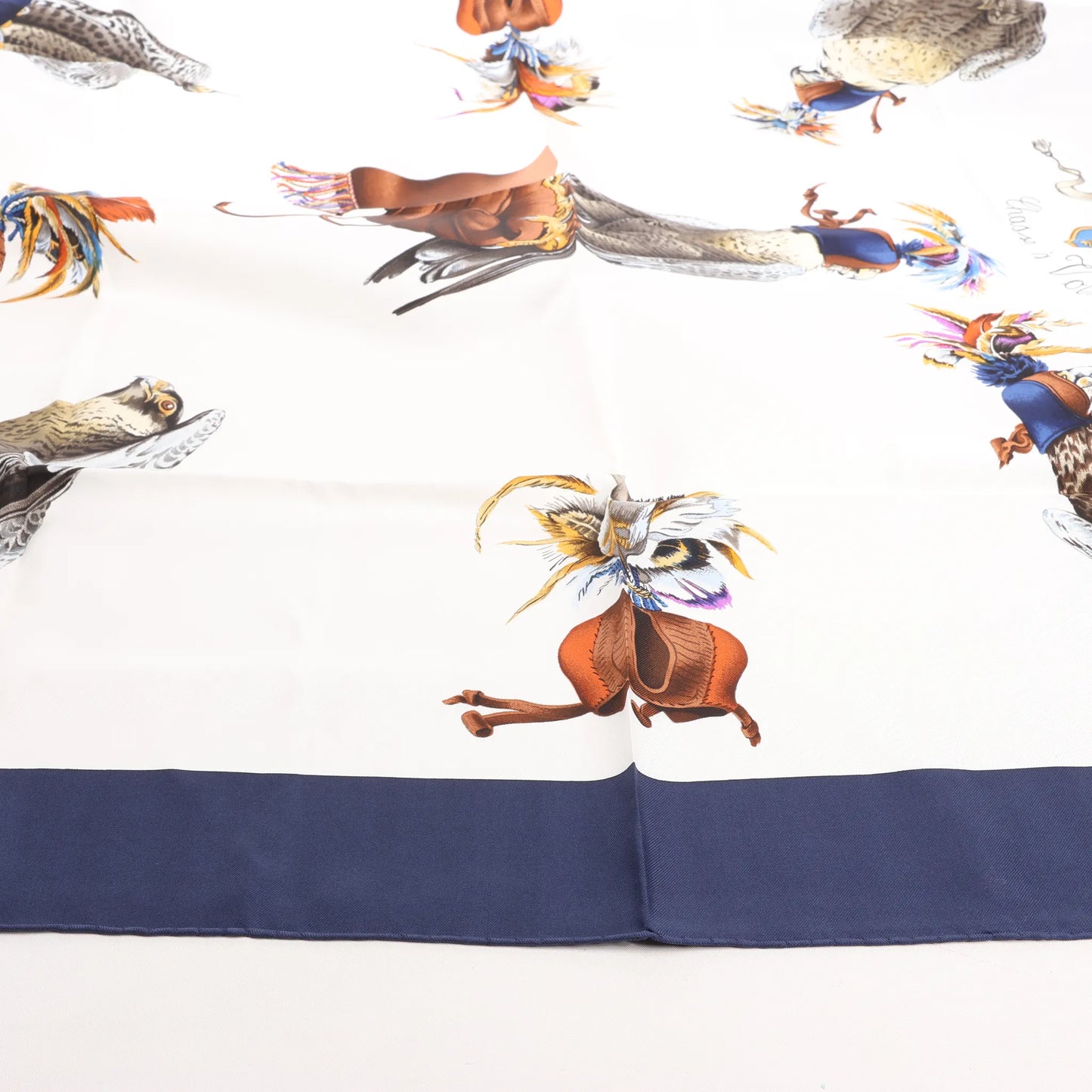 Hermès Carré 90 "Chasse a Vol falconry" Silk handkerchief in Navy Blue