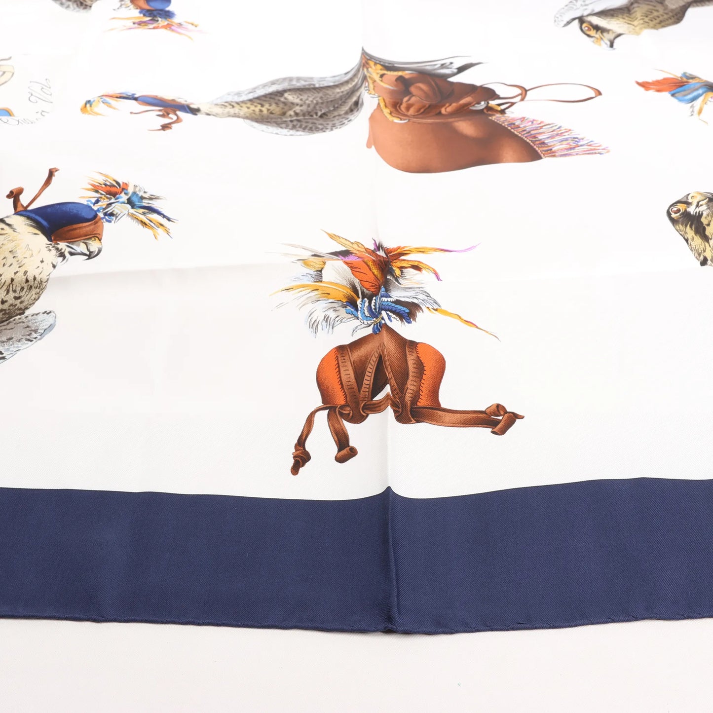 Hermès Carré 90 "Chasse a Vol falconry" Silk handkerchief in Navy Blue