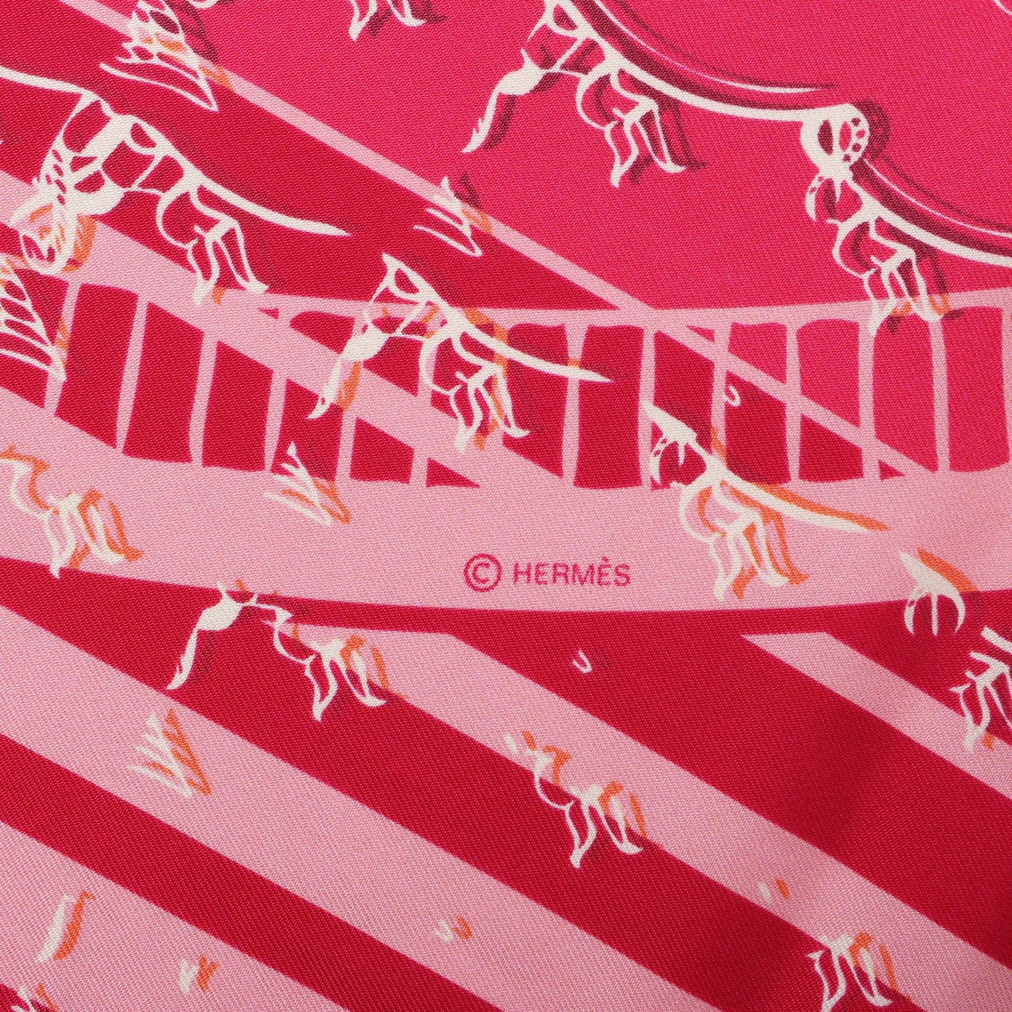 Hermès Carré 90 "Ginza 10th anniversary" Silk handkerchief in Pink