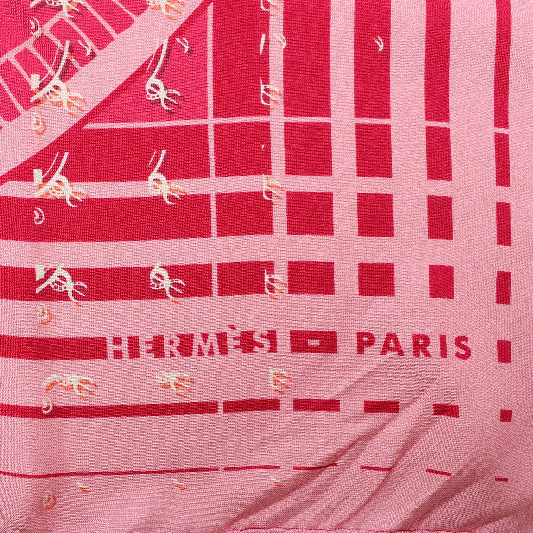 Hermès Carré 90 "Ginza 10th anniversary" Silk handkerchief in Pink